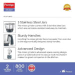 Prestige Mixer Grinder Delight Grey (3 Jar) - Image 5